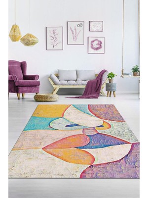 Homshtag Kadın Rengi Pamuklu Dokuma Tabanlı Yıkanabilir Dekoratif Halı