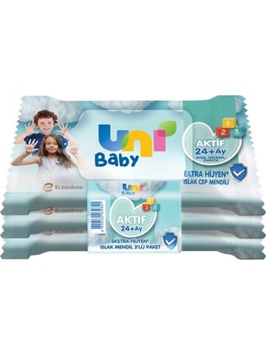 Uni Baby Aktif Hijyenik Islak Cep Mendili 3lü 45 Yaprak