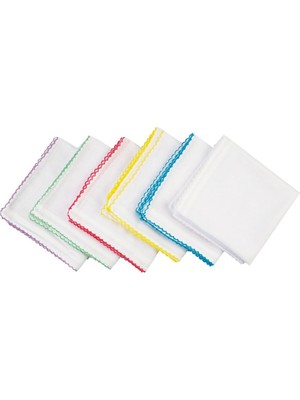 Algelsineve Beyaz Tülbent Iç Başörtüsü Oyalı 5 Adet 90 x 90 cm Pamuklu