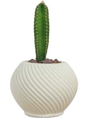 Dekoratif Saksı Minik Kaktüs Saksısı Ince Çizgi Spiral Model