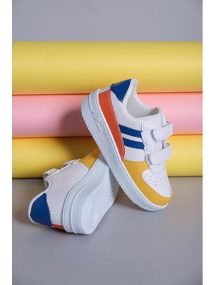 Oksit Ezra Air Kalın Taban Bantlı Unisex Bebek Çocuk Sneaker Sarı Renkli Düz Taban