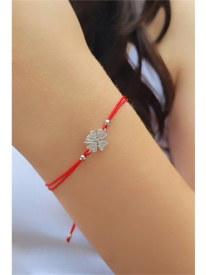 Pier Gümüş Taşlı Gümüş Yonca Bileklik