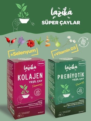 Lazika (2'li) Süper Çay Seti ( Prebiyotik/Peptid Kolajenli Yeşil Çay)-Sindirim, Cilt Ve Eklem Sağlığını Destekler