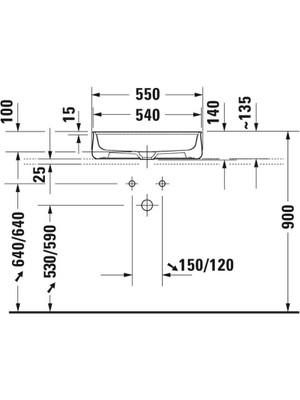 Duravit Zencha Çanak Lavabo 55 cm Batarya Banklı Antrasit Mat