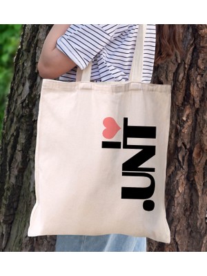 Bk Gift Unt Tasarımlı Kanvas Bez Çanta, Baskılı Omuz Çantası, Alışveriş Çantası, Plaj Çantası, Arkadaşa Hediye-1