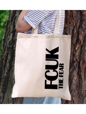 Bk Gift Fcuk Tasarımlı Kanvas Bez Çanta, Baskılı Omuz Çantası, Alışveriş Çantası, Plaj Çantası, Arkadaşa Hediye-3