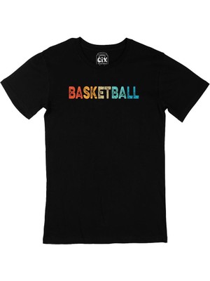 Basketbol Renkli Siyah Tişört