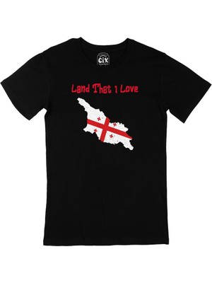 Land That I Love Gürcistan Siyah Tişört
