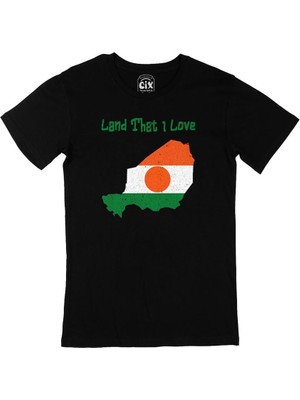 Land That I Love Nijer Siyah Tişört