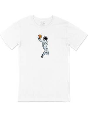 Basketbol Oyuncu Astronot Beyaz Tişört