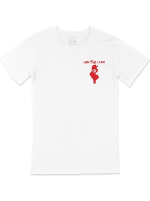 Land That I Love Tunus Cep Tasarım Baskılı Beyaz Tişört