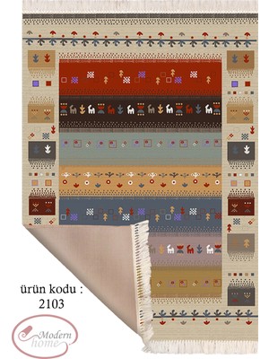 Modern Home Dekoratif Kilim Motifli  Halı Yolluk Kolay Temizlenebilen Deri Kaymaz Tabanlı Halı