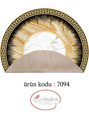 Modern Home Gold Motifli Mermer Tasarım Yuvarlak Halı  Dijital Baskı Deri Kaymaz Tabanlı Halı