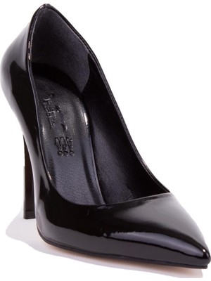 Dagoster DZA07-388460 Siyah Rugan Stiletto Topuklu Kadın Ayakkabı
