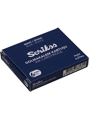 Scrikss Kartuş Dolma Kalem Kartuşu 6'lı Paket Mavi/siyah