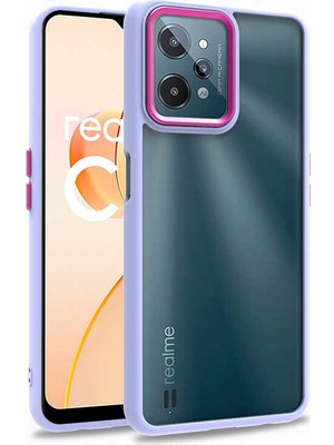 Canpay Realme C31 Kılıf Case, Kamera Lens Korumalı Elektroplatin Kaplama Sert Pc Koruyucu Colourful Platinum Serisi