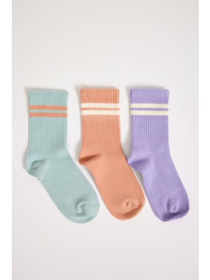 Katia & Bony 3 lü Paket Şeritli Kız Çocuk Soket Çorap