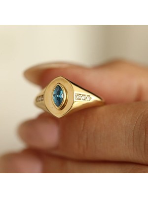 By Milo Jewellery Blue Eye Altın Yüzük