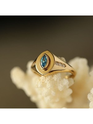 By Milo Jewellery Blue Eye Altın Yüzük