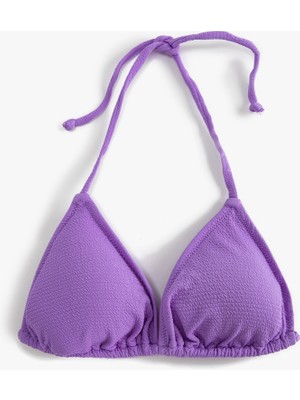 Koton Üçgen Bikini Üstü Dokulu Boyundan Bağlamalı Kaplı