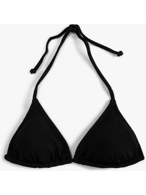 Koton Üçgen Bikini Üstü Dokulu Boyundan Bağlamalı Kaplı