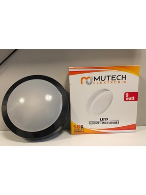 Mutech 9W LED Glob Armatur Siyah Kasa Beyaz Işık