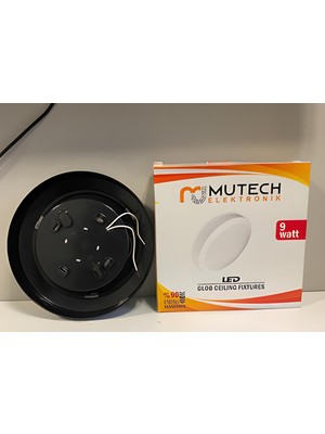 Mutech 9W LED Glob Armatur Siyah Kasa Beyaz Işık