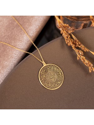 Dkmn Silver Nazar Duası Daire Biçimli Gümüş Kolye Kadın Gümüş Kolye Dualı Kolye