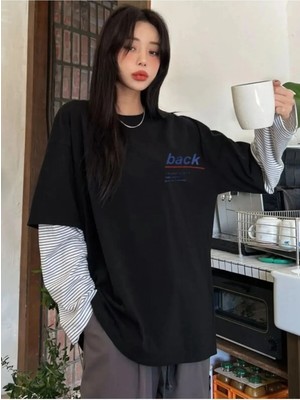 Kadın Back Baskılı Oversize Tişört