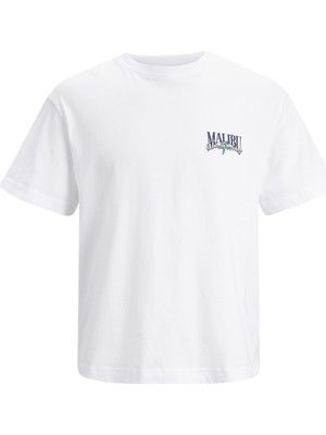 Jack & Jones Jorpalma Back Tee Ss Crew Neck Beyaz Erkek T-Shirt 12234270-Brigh