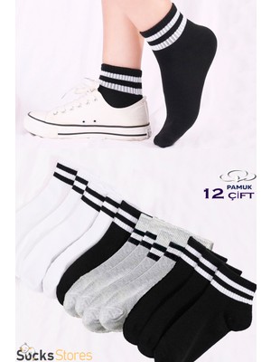 Esinti Erkek Patik Çorap Kadın Çorap Patik Renkli Koşu Çorap Spor Çorabı 12 Adet