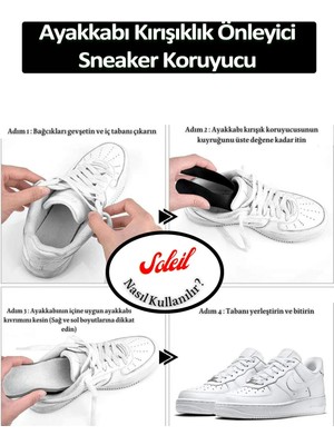 Dopar Sneakers Ayakkabı Kırışıklık Önleyici Koruyucu M 41-45 Uyumlu + Beyaz Ayakkabı Bağcığı