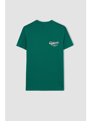 DeFacto Slim Fit Bisiklet Yaka Baskılı Kısa Kollu %100 Pamuk Tişört Z5451AZ23SM