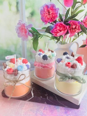 Mhyssa Natural Bardakta Cupcake Dekoratif Mum- Glass Cupcake Fancy Candle