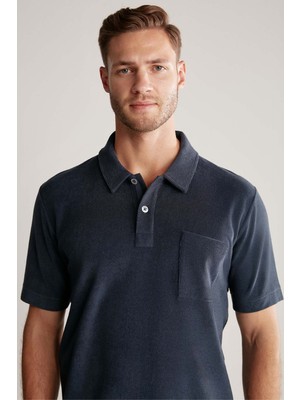 Hemington Lacivert Havlu Kumaş Polo Yaka T-Shirt
