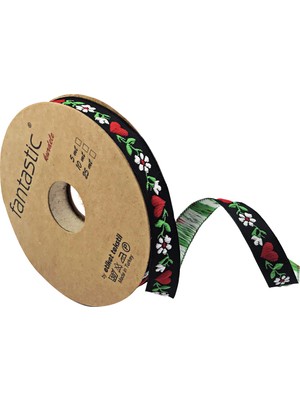 Fantastic 12MM Kalpli Çiçekli Dokuma Kurdele