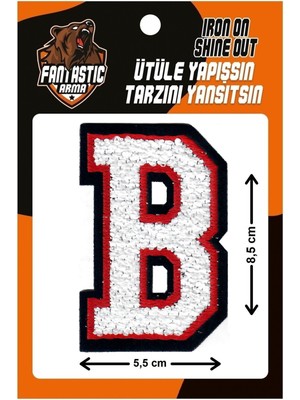 Fantastic Ütü Ile Yapışan Dokuma Peluş, Kolej, Punch, Harf, Beyaz, B Arma Modeli