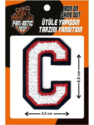 Fantastic Ütü Ile Yapışan Dokuma Peluş, Kolej, Punch, Harf, Beyaz, C Arma Modeli
