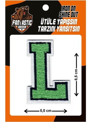Fantastic Ütü Ile Yapışan Dokuma Peluş, Kolej, Punch, Harf, Yeşil, L Arma Modeli