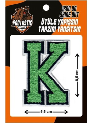 Fantastic Ütü Ile Yapışan Dokuma Peluş, Kolej, Punch, Harf, Yeşil, K Arma Modeli