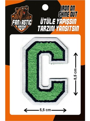 Fantastic Ütü Ile Yapışan Dokuma Peluş, Kolej, Punch, Harf, Yeşil, C Arma Modeli