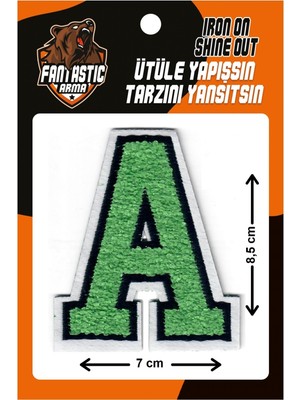 Fantastic Ütü Ile Yapışan Dokuma Peluş, Kolej, Punch, Harf, Yeşil, A Arma Modeli