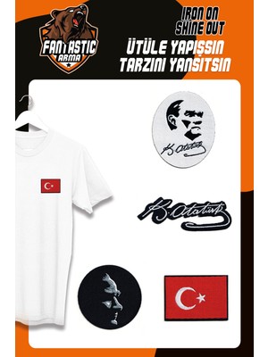 Fantastic 4'lü Ütüyle Yapışan Dokuma Arma Seti Atatürk Türk Bayrağı Polyester 6x6 cm 6x7 cm