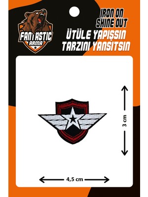 Fantastic Yıldız Rozet Dokuma Arma Patch, Ütü İle Yapışan Polyester Malzeme Özellikleri ile 4,5 cm