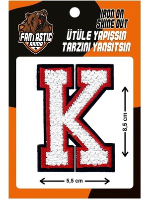 Fantastic Ütü Ile Yapışan Dokuma Peluş, Kolej, Punch, Harf, Beyaz, K Arma Modeli