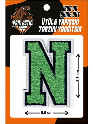 Fantastic Ütü İle Yapışan Dokuma Peluş, Yeşil N Arma Modeli, Kolej, %100 Polyester 5,5x8,5 cm