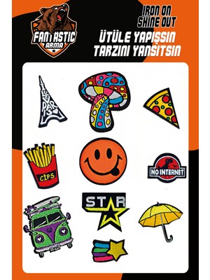 FANTASTIC ARMA Ütü Ile Yapışan Dokuma Arma Seti Patch Yama Emoji, Star Modeli