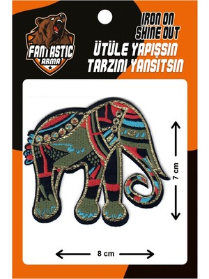 Fantastic Fil Modeli Ütü İle Yapışan Dokuma Arma 8x7 cm %100 Polyester Ev Tekstili Ürünü