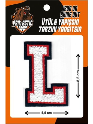 Fantastic Ütü Ile Yapışan Dokuma Peluş, Kolej, Punch, Harf, Beyaz, L Arma Modeli