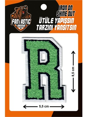 Fantastic Ütü Ile Yapışan Dokuma Peluş, Kolej, Punch, Harf, Yeşil, R Arma Modeli